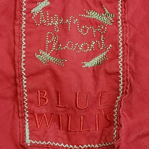 Blue Willi's Womens M Jacket Red Long Sleeve Button Front Cotton Pockets Coat - Picture 5 of 7